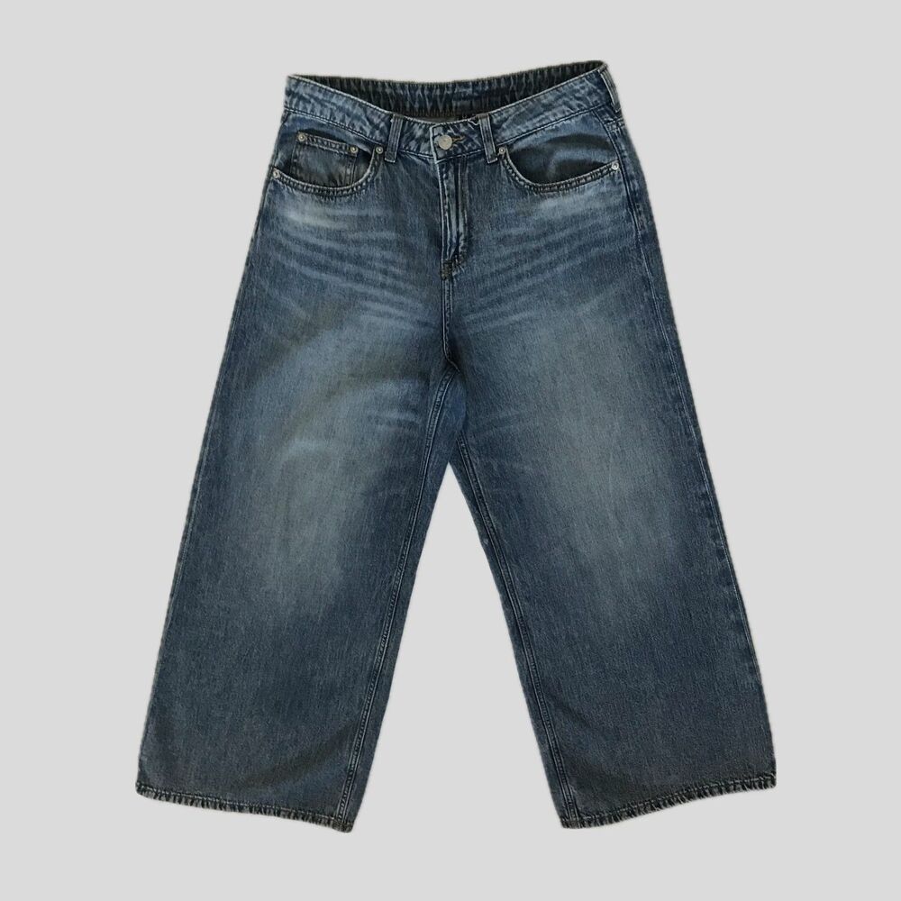 H&M Wide Leg Blue Stone Wash Denim Jeans Womens Size 6